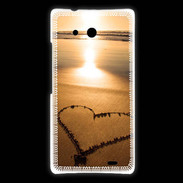 Coque Huawei Ascend Mate Coeur sur la plage avec couché de soleil