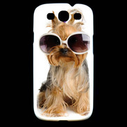 Coque Samsung Galaxy S3 Chien Yorkie avec lunette de soleil
