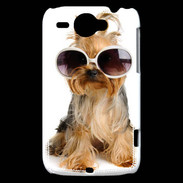 Coque HTC Wildfire G8 Chien Yorkie avec lunette de soleil