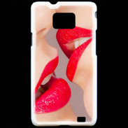 Coque Samsung Galaxy S2 Bouche sexy Lesbienne et rouge à lèvres gloss
