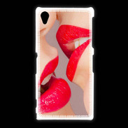 Coque Sony Xpéria Z1 Bouche sexy Lesbienne et rouge à lèvres gloss