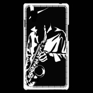 Coque LG Optimus L9 Saxophoniste en noir et blanc