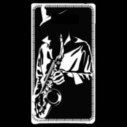 Coque LG Optimus L7 Saxophoniste en noir et blanc