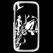 Coque HTC One SV Saxophoniste en noir et blanc