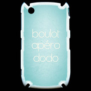 Coque Blackberry 8520 Boulot Apéro Dodo Turquoise ZG