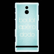 Coque Sony Xperia P Boulot Apéro Dodo Turquoise ZG