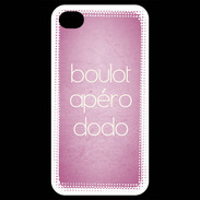Coque iPhone 4 / iPhone 4S Boulot Apéro Dodo Rose ZG