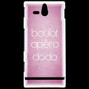 Coque Sony Xperia U Boulot Apéro Dodo Rose ZG
