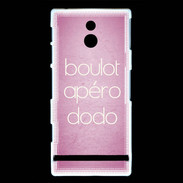 Coque Sony Xperia P Boulot Apéro Dodo Rose ZG