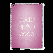 Coque iPad 2/3 Boulot Apéro Dodo Rose ZG