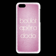 Coque iPhone 5C Boulot Apéro Dodo Rose ZG