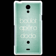 Coque Sony Xperia T Boulot Apéro Dodo Vert ZG