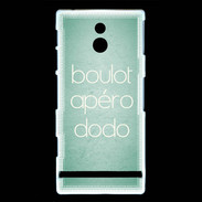 Coque Sony Xperia P Boulot Apéro Dodo Vert ZG