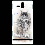 Coque Sony Xperia U hibou en aquarelle