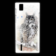 Coque Huawei Ascend P2 hibou en aquarelle