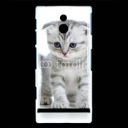 Coque Sony Xperia P Chaton gris en balade