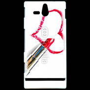 Coque Sony Xperia U Coeur avec rouge à lèvres