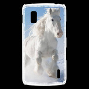 Coque LG Nexus 4 Cheval blanc dans la neige 2