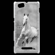 Coque Sony Xperia M Cheval en noir et blanc 55