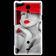 Coque Sony Xperia T Femme élégante en noire et rouge 15
