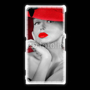 Coque Sony Xpéria Z1 Femme élégante en noire et rouge 15