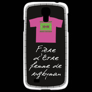 Coque Samsung Galaxy S4 Femme de rugbyman Bonus offensif-défensif Noir