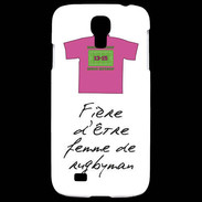 Coque Samsung Galaxy S4 Femme de rugbyman Bonus offensif-défensif Blanc