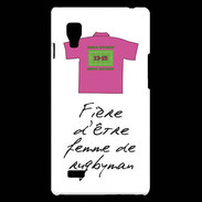 Coque LG Optimus L9 Femme de rugbyman Bonus offensif-défensif Blanc
