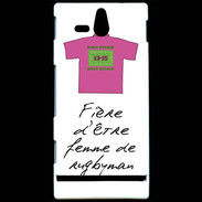 Coque Sony Xperia U Femme de rugbyman Bonus offensif-défensif Blanc