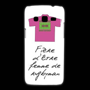 Coque Samsung Galaxy Express2 Femme de rugbyman Bonus offensif-défensif Blanc