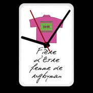 Grande pendule murale Femme de rugbyman Bonus offensif-défensif Blanc