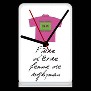 Pendule de bureau Femme de rugbyman Bonus offensif-défensif Blanc