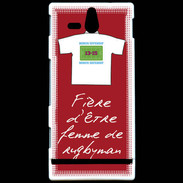 Coque Sony Xperia U Femme de rugbyman Bonus offensif-défensif Rouge