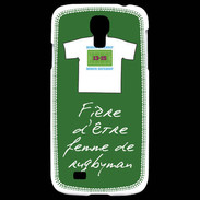 Coque Samsung Galaxy S4 Femme de rugbyman Bonus offensif-défensif Vert