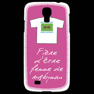 Coque Samsung Galaxy S4 Femme de rugbyman Bonus offensif-défensif Rose
