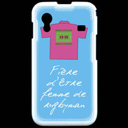 Coque Samsung ACE S5830 Femme de rugbyman Bonus offensif-défensif Bleu