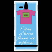 Coque Sony Xperia U Femme de rugbyman Bonus offensif-défensif Bleu
