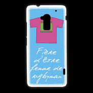 Coque HTC One Max Femme de rugbyman Bonus offensif-défensif Bleu