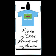 Coque Sony Xperia U Femme de rugbyman Bonus offensif-défensif Blanc 2