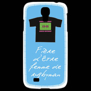 Coque Samsung Galaxy S4 Femme de rugbyman Bonus offensif-défensif Bleu 2