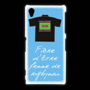 Coque Sony Xpéria Z1 Femme de rugbyman Bonus offensif-défensif Bleu 2