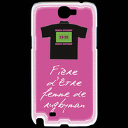 Coque Samsung Galaxy Note 2 Femme de rugbyman Bonus offensif-défensif Rose 2