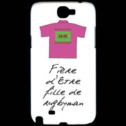 Coque Samsung Galaxy Note 2 Fille de rugbyman Bonus offensif-défensif Blanc