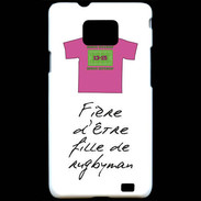 Coque Samsung Galaxy S2 Fille de rugbyman Bonus offensif-défensif Blanc