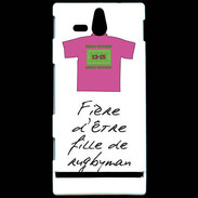 Coque Sony Xperia U Fille de rugbyman Bonus offensif-défensif Blanc