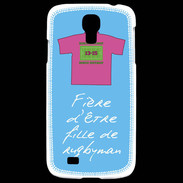 Coque Samsung Galaxy S4 Fille de rugbyman Bonus offensif-défensif Bleu