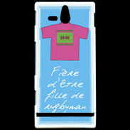 Coque Sony Xperia U Fille de rugbyman Bonus offensif-défensif Bleu
