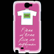 Coque Samsung Galaxy Note 2 Fille de rugbyman Bonus offensif-défensif Rose