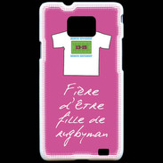 Coque Samsung Galaxy S2 Fille de rugbyman Bonus offensif-défensif Rose