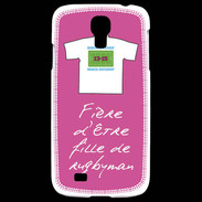 Coque Samsung Galaxy S4 Fille de rugbyman Bonus offensif-défensif Rose